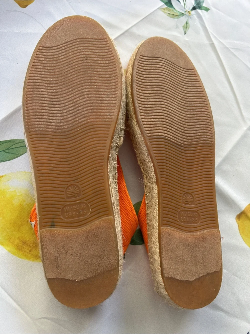 Soludos Bright Orange Canvas Espadrilles for Women size 8